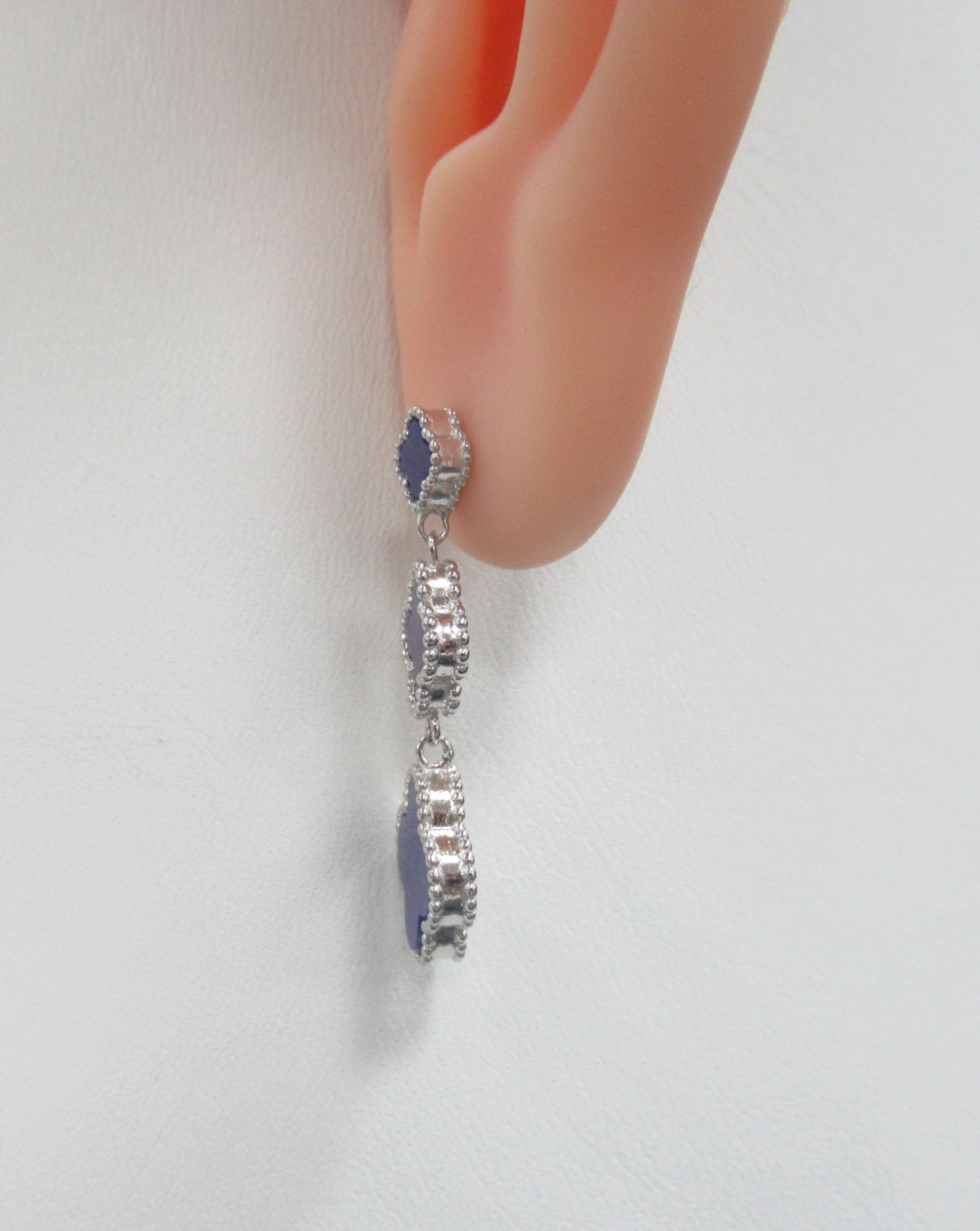 Серебряные серьги с лазуритами "Клевер"